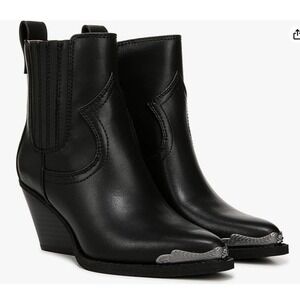 Zodiac Raylin Western Ankle Black Boots Women's Pointed Toe Metal Accents 7M NEW